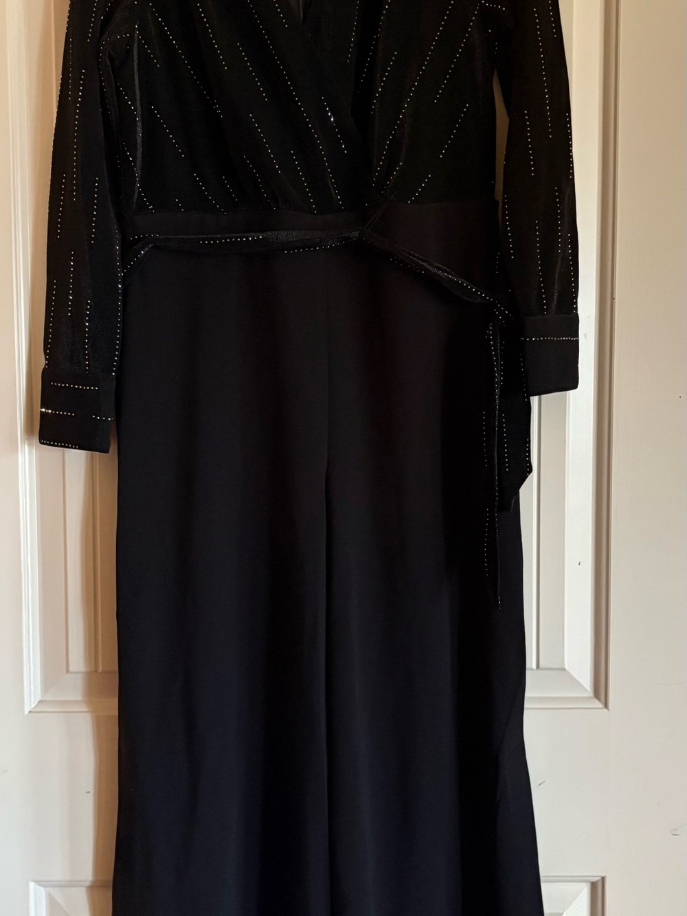 Cato Black Long Sleeve Wrap Dress with Stud Detailing